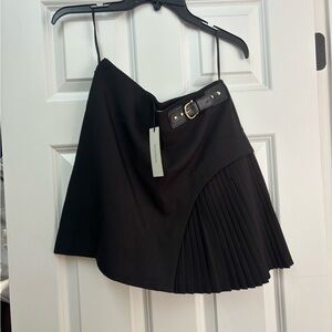 Commense Black Asymmetrical Skirt with Belt